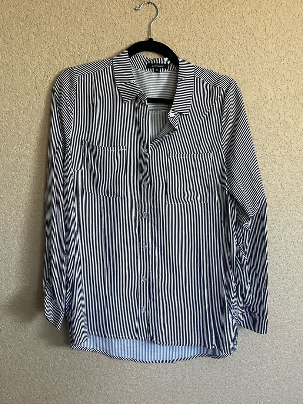 Blue & White Pin Stripe Button Down Women’s M